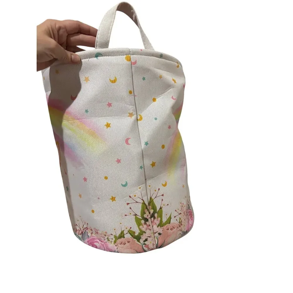 Unicorn oval storage bin with side handles 16X12x16 gently used euc clean